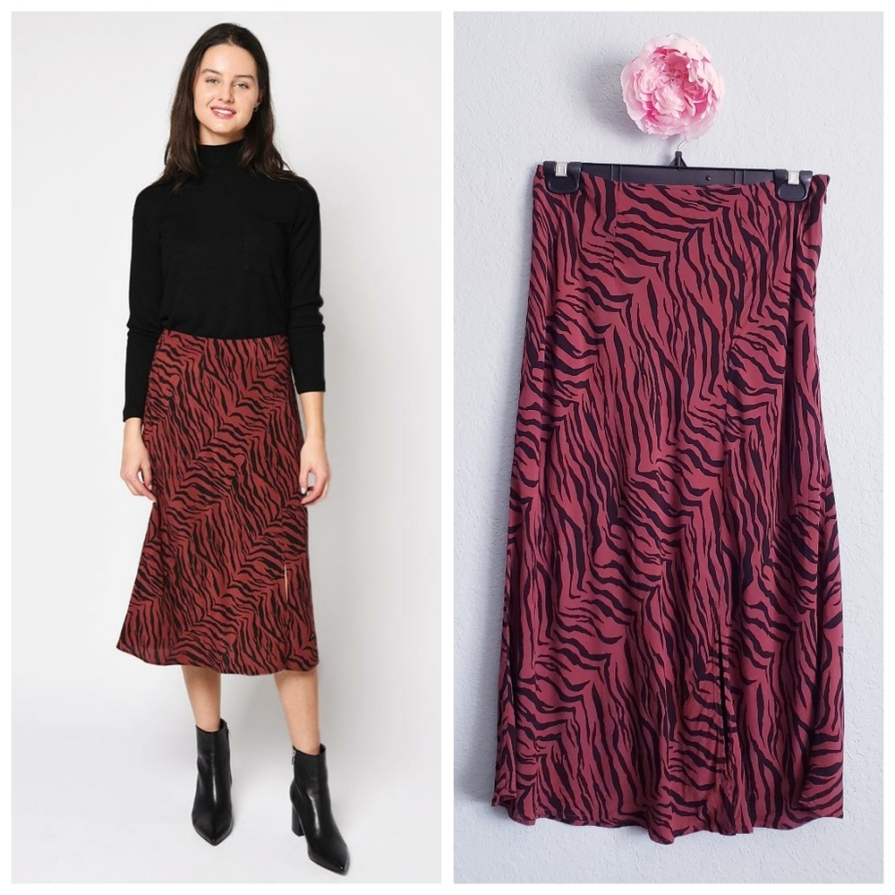 Rails Veda Rust Tiger Striped Midi Skirt